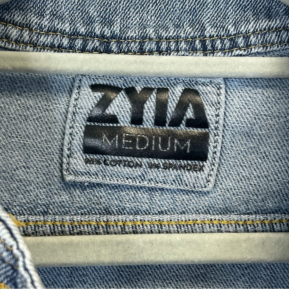 Outdoor Spring Fall Classic ZYIA M Blue Denim Jacket Cotton Athleisure Normcore - Picture 11 of 15